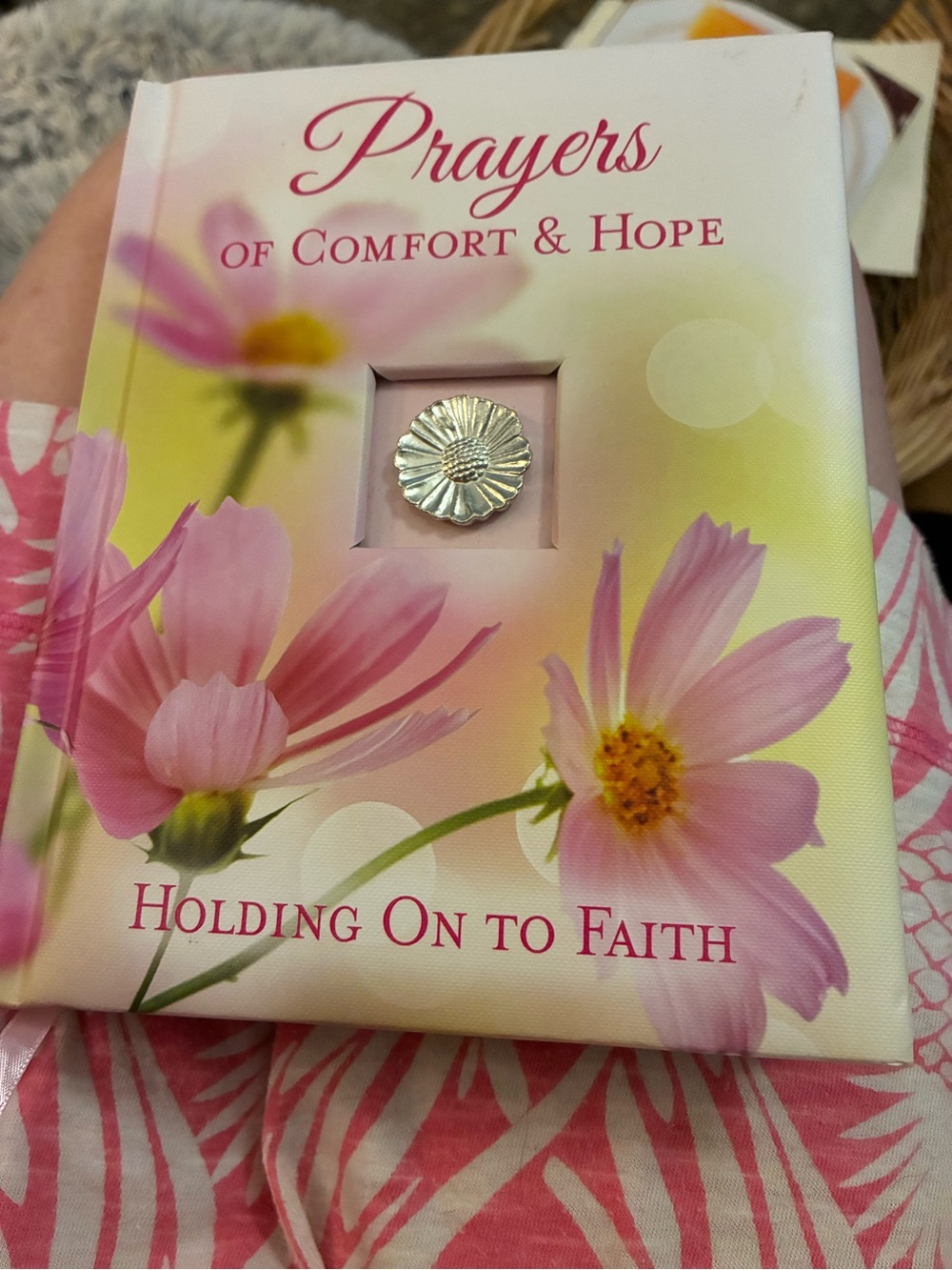 Prayers of Comfort & Hope - Pink Floral Devotional w/Silver and ribbon accents